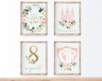 LDS Nursery Decor: Temple, Child of God, CTR Prints (Digital Download)