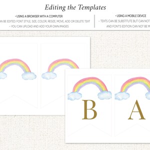 Rainbow Banner Flags Printable, Editable Template, Rainbow Baby, Gold ...