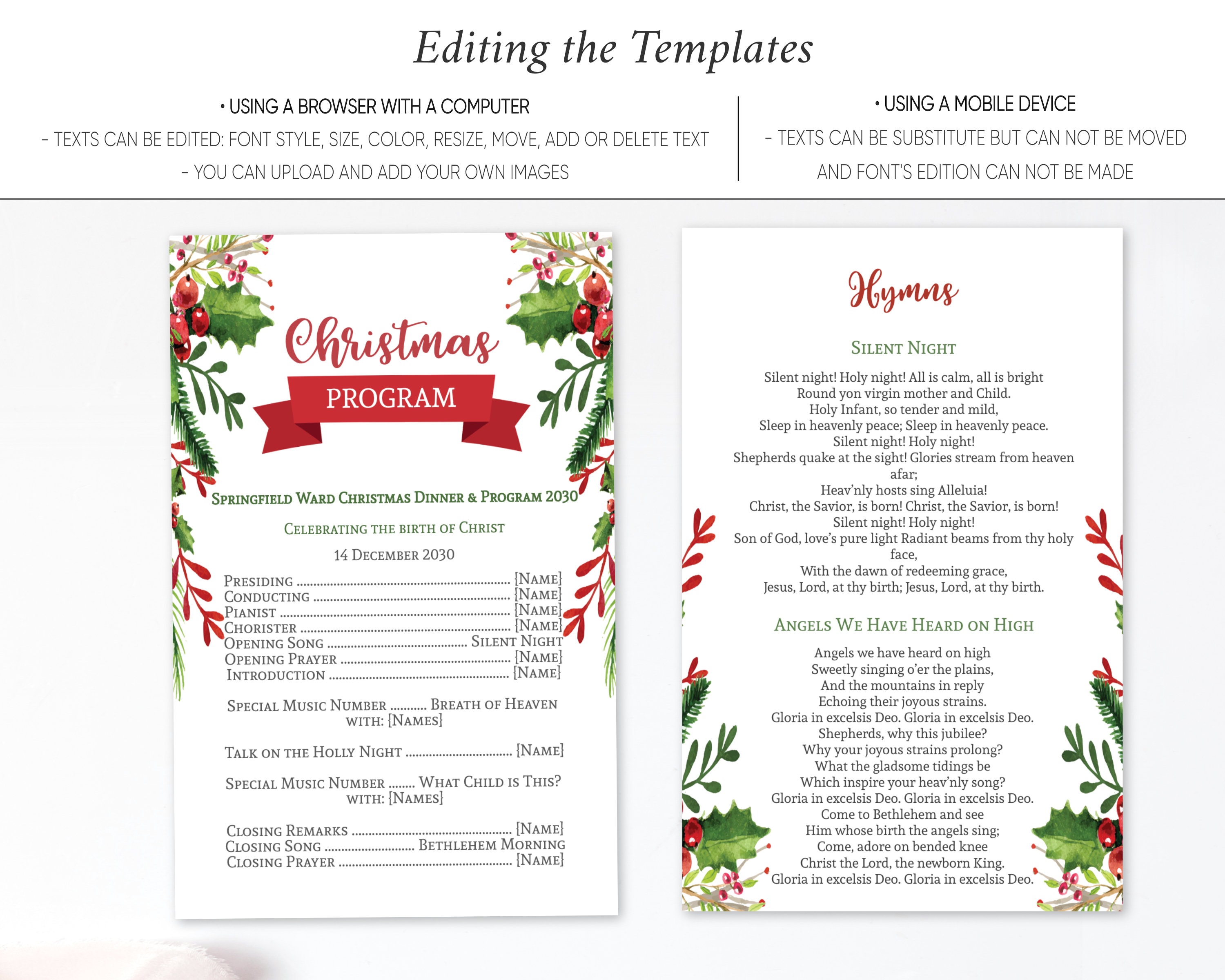 christmas program, editable template, christmas natividad - etsy