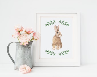 Watercolor Bunny Easter Print: Spring Wall Decor (Digital Download)