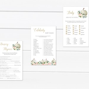 Pumpkin Baby Shower Games Bundle Baby Games Printable White Pumpkin ...