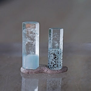 Transparent Aquamarine Crystal Pair, DT Natural Blue Aquamarine Gemstone from Skardu Pakistan , Aquamarine Tourmaline Specimen, Blue Beryl