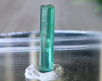 Large Emerald Green Tourmaline Crystal from Paprok Afghanistan , Green Tourmaline Raw , Tourmaline Gemstone Stick for Jewelry