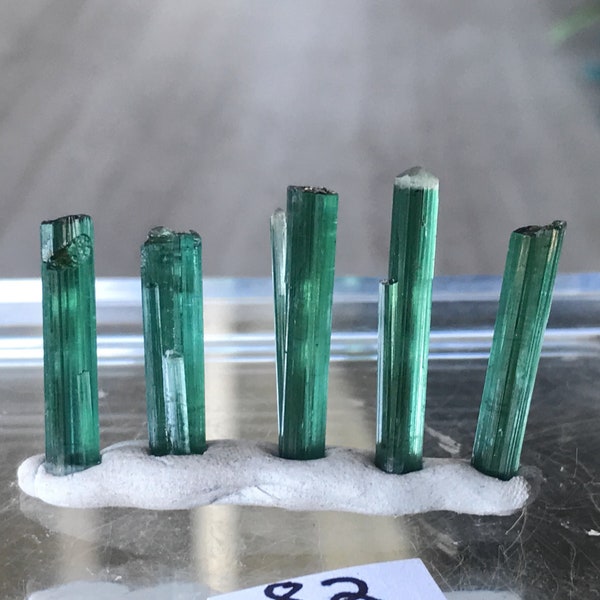 Dark Green Tourmaline Crystal Stick from Paprok mine , 5pcs Raw Green Tourmaline lot,  Jewelry Size Tourmaline Crystal, Clean Tourmaline