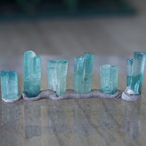 17cts Paraiba Color Tourmaline Crystal Lot , 6pcs Natural Bi Color Tourmaline Stone , Blue Tourmaline Crystal Specimen