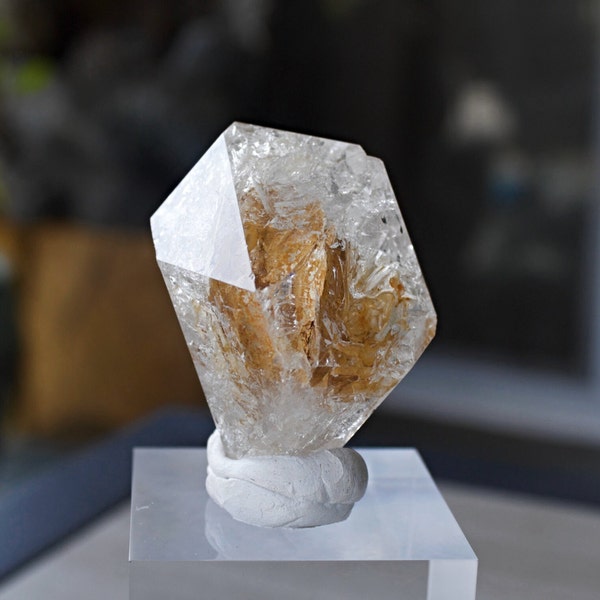 Glassy Fenster Quartz with Clay Inclusion  | Skeletal Window Quartz | Elestial Quartz Crystal