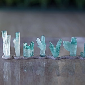 Paraiba Color Tourmaline Crystal Lot, Natural Bi Color Tourmaline Crystal , 7pcs Unique Shape Tourmaline Crystal Specimen