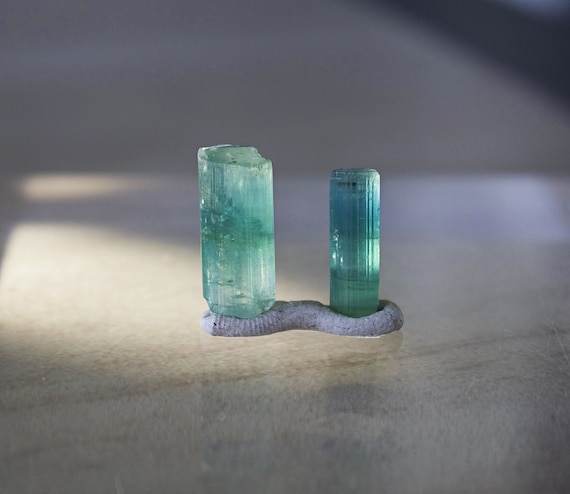 Bi Color Tourmaline Crystal Pair From Paprok Afghanistan, Gorgeous Ocean Blue Tourmaline for Jewelry Making