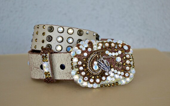 Vintage Swarovski Crystal Handmade Belt Buckle - Etsy display picture 2