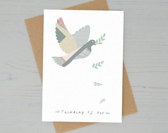 Dove Thinking of you Greetings Card - Doves Illustration - Friend Card - Anniversary Card - Sympathy Card - I Love You - just because Card