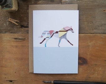 Galloping Horse Greetings Card - Horse card - horse lover gift - equestrian - horse riding gift - horse art - lucy alice designs