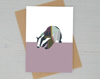 Badger Greetings Card - Badger Card - Blank Card - Wildlife card- Lucy Alice Designs - Friend Card - Art Card-Just beacuse- Thinking of you