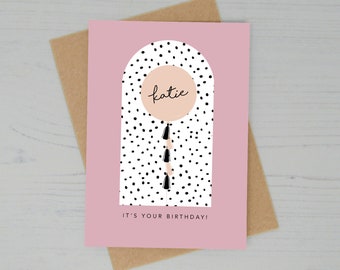 Personalised Bubble Balloon Birthday Card -Happy Birthday-Personalised Birthday Card- Girls Birthday-Personalised Balloon-Lucy Alice Designs