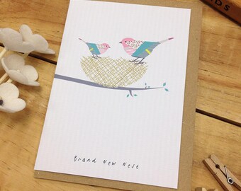 Brand New Nest Greeting Card - New Home Card - Greetings Card - Bird card - New Home - housewarming