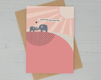 Thank You For Always Being There Elephants Greeting Card-Missing You Card-Friend Card-Elephants-Elephant Lover- Just Because - Love You