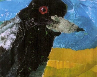 Magpie Collage Greeting Card