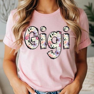 Letras florales doodle de Gigi PNG, letras florales de lavanda y melocotón de Gigi, solo descarga digital, regalo para Gigi, regalo del Día de la Madre para Gigi