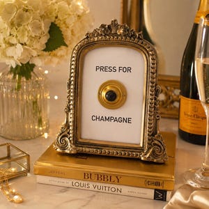Press For Cocktails Doorbell Plaque Button Decor Gift Bar Wedding Celebration Gold Ornament Bedroom Hotel Bridal Bachelorette Champagne Bell