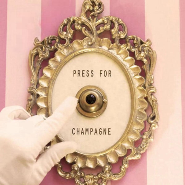 Press For Champagne Doorbell Plaque Button Decor Gift Picnic Bar Wedding Celebration Gold Ornament Bedroom Hotel Bridal Bachelorette Wedding