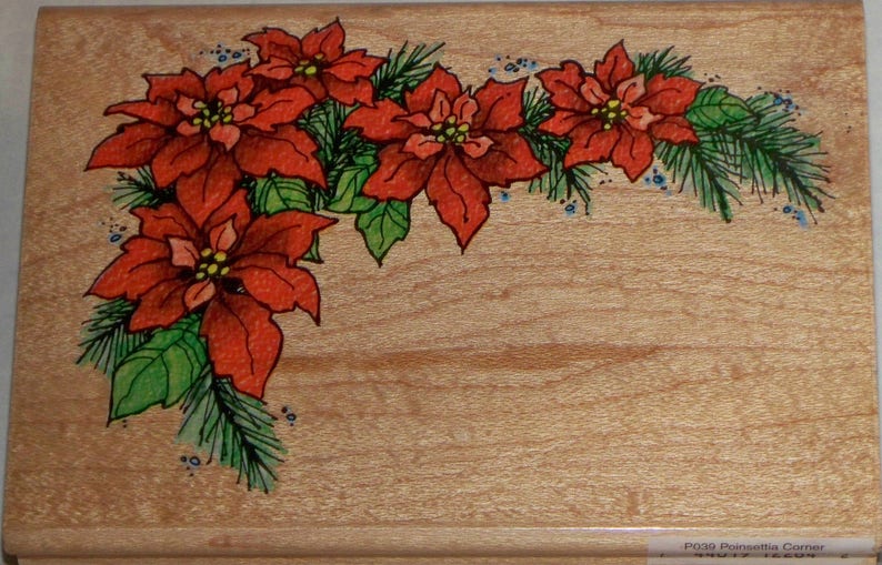 POINSETTIA CORNER rubber stamp by STAMPENDOUS image 1