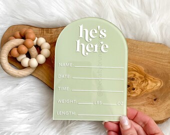 Birth Stat Sign for Baby, Baby Birth Announcement, Acrylic Birth Stat Sign, Baby Name Announcement Sign, Birth Stats Announcement Sign