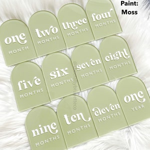 Ensemble d'étapes importantes en acrylique Arche, Ensemble d'étapes importantes du mois, Disques acryliques d'étape importante, Cartes d'étape importante pour bébé, Accessoires photo mensuels, Cadeau de baby shower