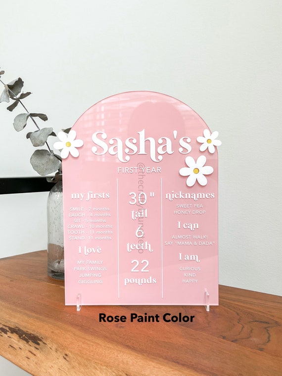 First Year Achievement Board, Daisy Baby Milestone Board, First Birthday Board, Daisy Birthday Board, Baby's First Year, First Year Keepsake