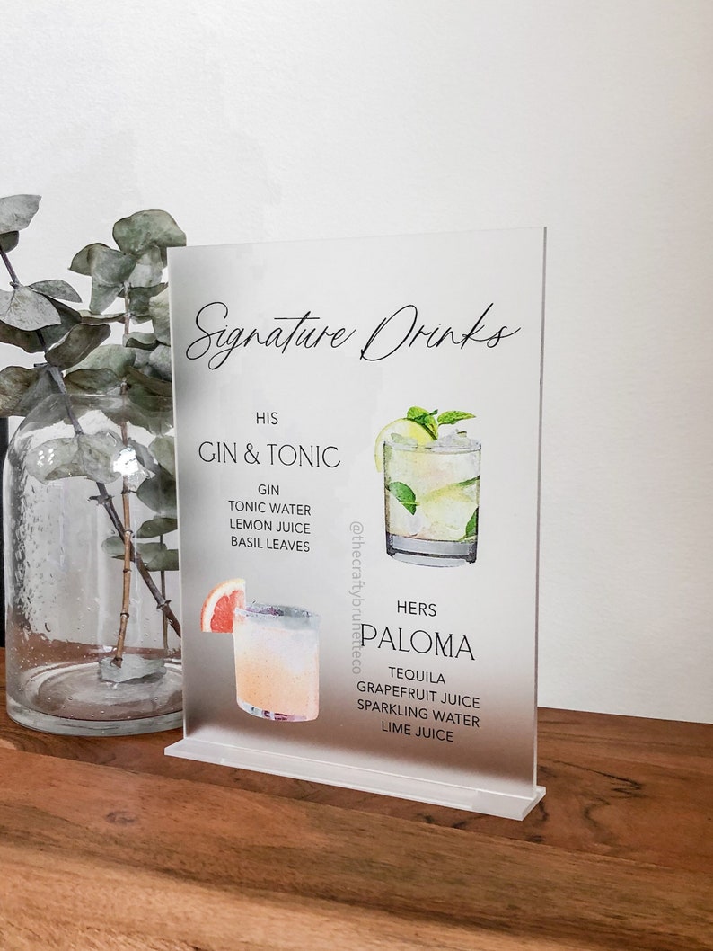 Acrylic Bar Menu Wedding Bar Menu With Drink Pictures Etsy Canada
