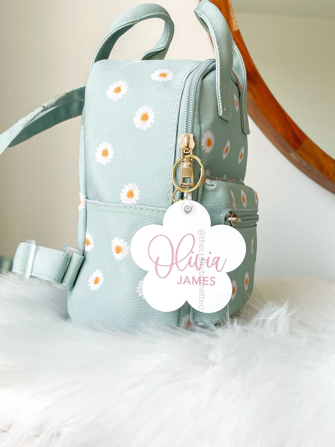 Backpack Name Tag Custom Acrylic Keychain Daisy Keychain Etsy