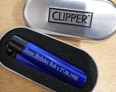 Metal Night Clipper, with gift tin, engraved with your message Red Blue and Black.