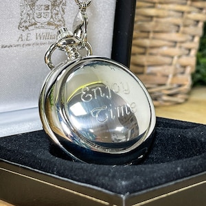Personalised AE Williams Double Hunter Pocket Watch. Engraved with your message Wedding Anniversary Birthday Groom Best man image 1