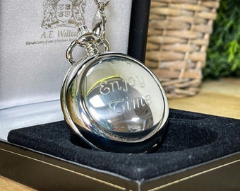 Personalised AE Williams Double Hunter Pocket Watch. Engraved with your message - Wedding - Anniversary - Birthday - Groom - Best man