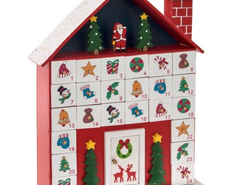wooden traditional house advent calendar a unique gift to be used for many years personalised with engraved plate - Wooden Christmas Advent Calendar wooden traditional house advent calendar a unique gift to be used for many years personalised with engraved plate - Wooden Christmas Advent Calendar
