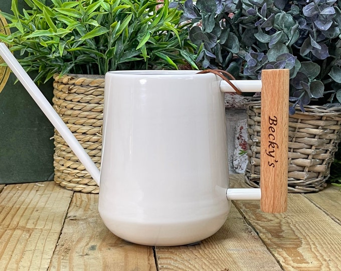 Personalised Engraved Indoor Watering Can. Your message laser engraved in the handle. Great personal gift for gardeners of all ages!