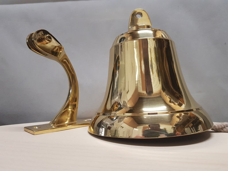 personalised Brass/Chrome Bell with fittings. Engraved with your message Perfect for Birthday Wedding Anniversary Home Boat Pub image 7