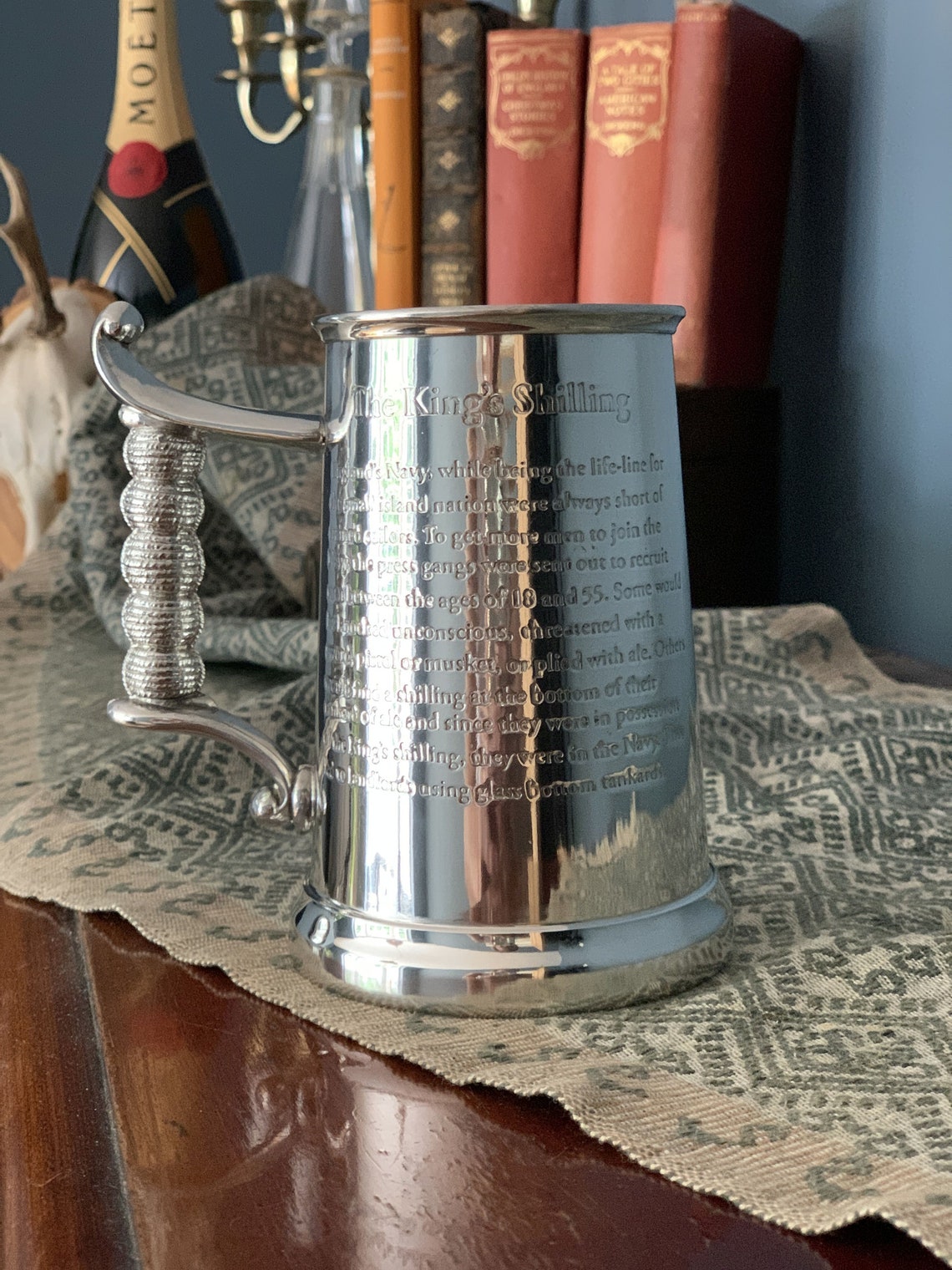 1 Pint Kings Shilling Pewter Tankard With Glass Base & Etsy