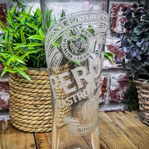 Engraved Peroni Nastro Azzurro Glass. Available in Pint or Half-Pint Engraved with your message. Great for Dad or any Italian Beer Lover zdjęcie 3