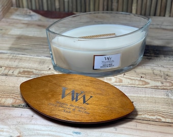 Gorgeous personalised Woodwick Ellipse Candle Jar - 12 Fragrances Available - Crackle Wick - Engraved on lid - Ideal for Christmas
