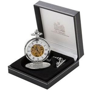 Personalised AE Williams Double Hunter Pocket Watch. Engraved with your message Wedding Anniversary Birthday Groom Best man image 8