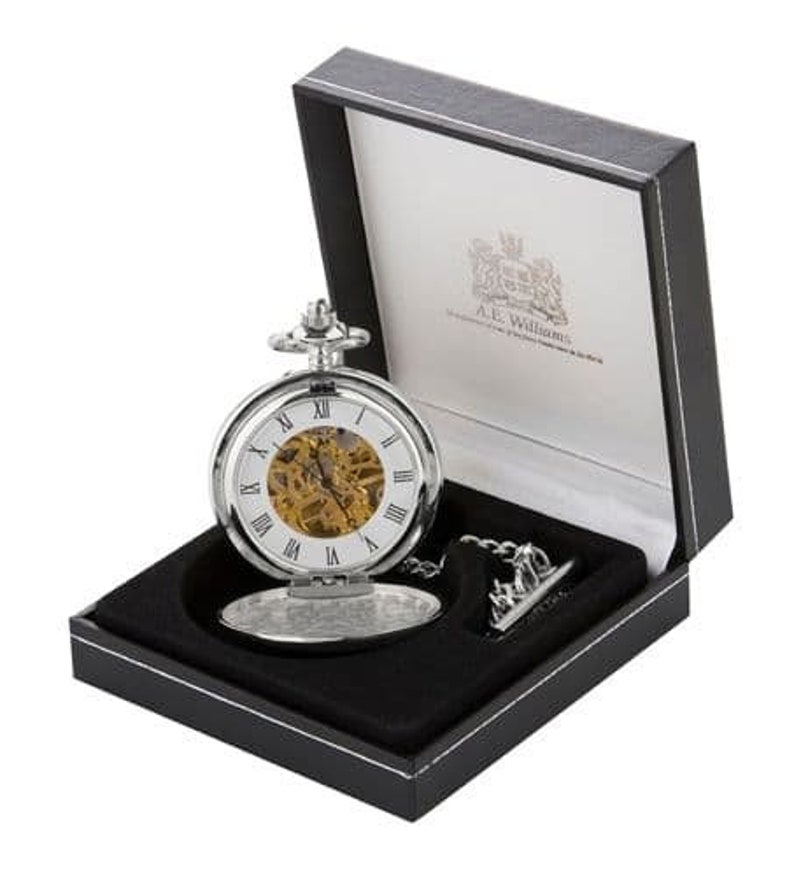 Personalised AE Williams Double Hunter Pocket Watch. Engraved with your message Wedding Anniversary Birthday Groom Best man image 8