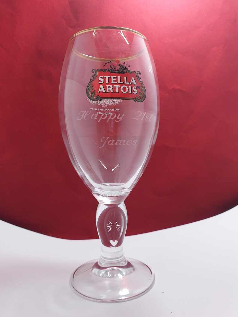 Engraved Stella Artois Chalice Pint Glass. Personalised with Etsy