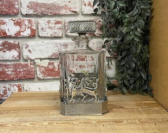 Beautiful A.E. Williams Pewter Welsh Dragon Design Decanter- engraved with your own personalised message