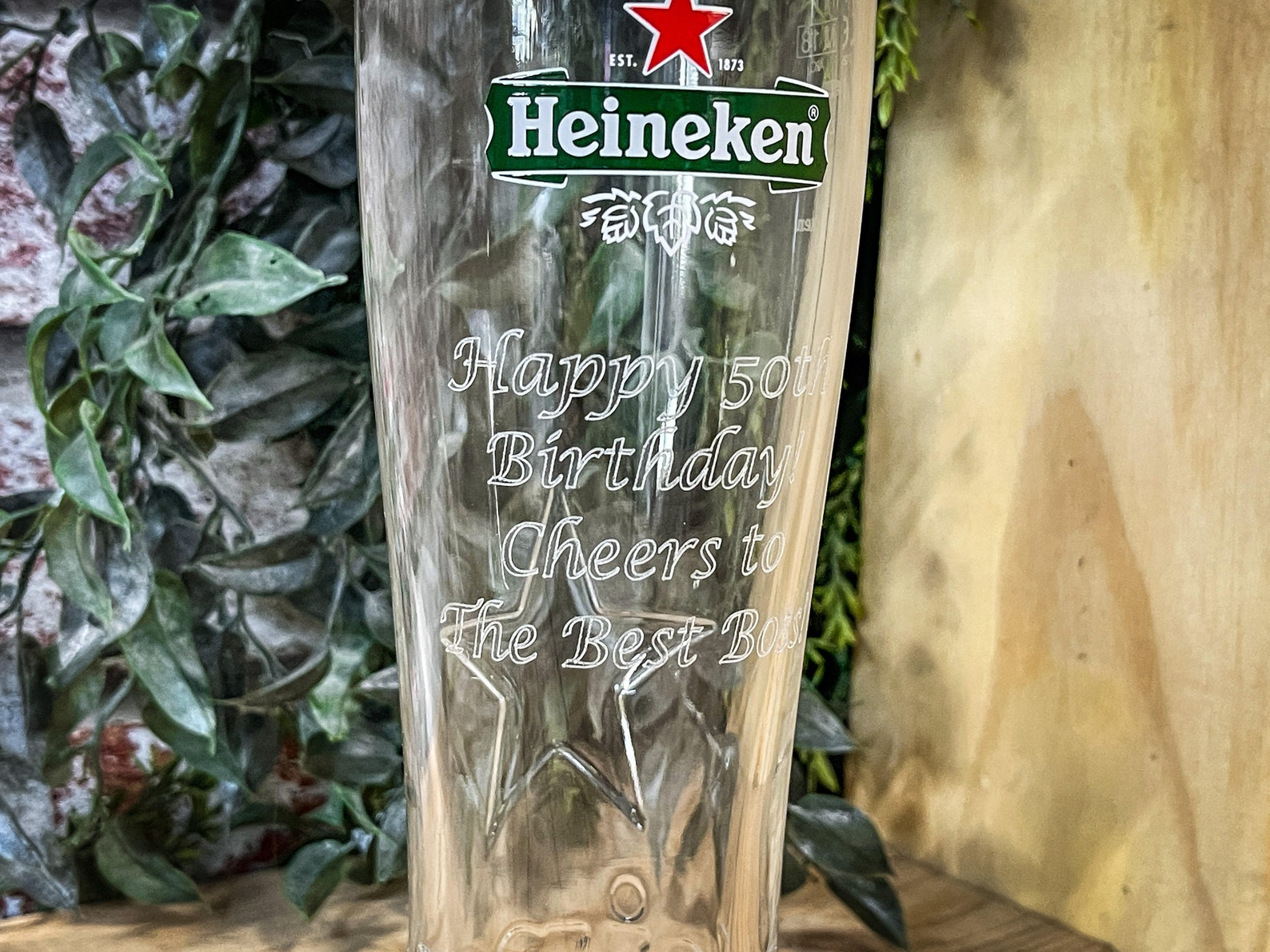 Engraved Heineken Pint Glass. Personalised With Your Message. Great for ...