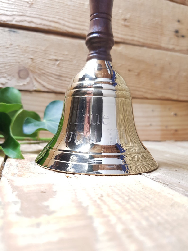 Personalised Brass Hand Bell. Engraved With Your Message Etsy UK