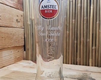 Engraved Amstel Pint Glass. Personalised with your message. Great for Dad or a Amstel lover!