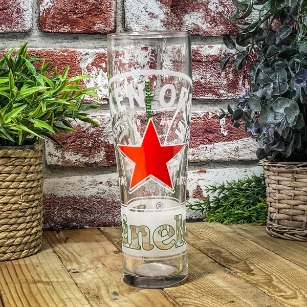 Engraved Heineken Pint Glass. Personalised with your message. Great for Dad or a Heineken lover!