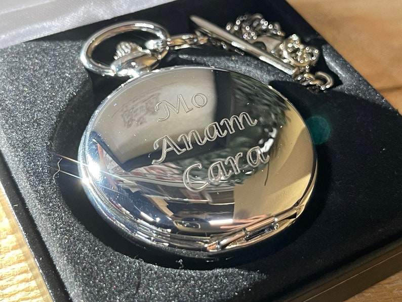 Personalised AE Williams Double Hunter Pocket Watch. Engraved with your message Wedding Anniversary Birthday Groom Best man image 9