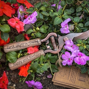 Personalised Engraved Copper Plated Pruner. Your message laser engraved in the handle valentines gift for gardeners