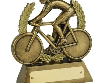 Cycling Wreath Trophy - Engraved FREE with your message! - Perfect for the serious cyclist someone who likes a lazy ride on a summers day