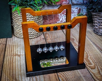 Harvey Makin Wooden Newton's Cradle Desk Toy - Wonderful piece for the desk of the modern professional - Engraved with your message